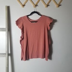 NWT UPWEST WOMEN'S FLUTTER SLEEVE PINK BLOUSE SIZE XL